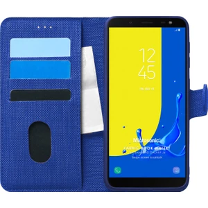 Samsung Galaxy J6 Kılıf Fabric Book Wallet Lacivert