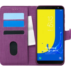 Samsung Galaxy J6 Kılıf Fabric Book Wallet Mor