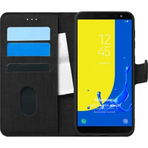Samsung Galaxy J6 Kılıf Fabric Book Wallet Siyah