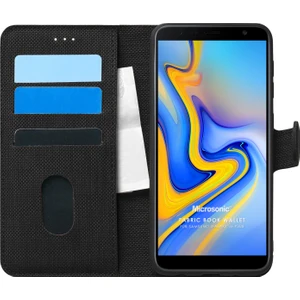 Samsung Galaxy J6 Plus Kılıf Fabric Book Wallet Siyah