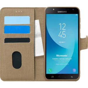 Samsung Galaxy J7 Core Kılıf Fabric Book Wallet Gold