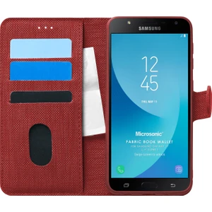 Samsung Galaxy J7 Core Kılıf Fabric Book Wallet Kırmızı