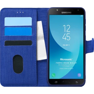 Samsung Galaxy J7 Core Kılıf Fabric Book Wallet Lacivert
