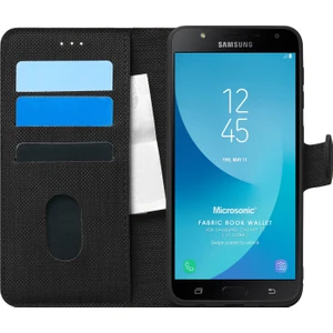 Samsung Galaxy J7 Core Kılıf Fabric Book Wallet Siyah