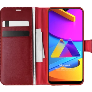 Samsung Galaxy M10s Kılıf Delux Leather Wallet Kırmızı