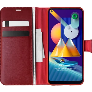 Samsung Galaxy M11 Kılıf Delux Leather Wallet Kırmızı
