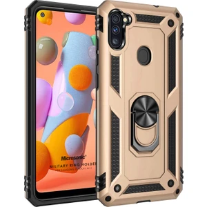 Samsung Galaxy M11 Kılıf Military Ring Holder Gold