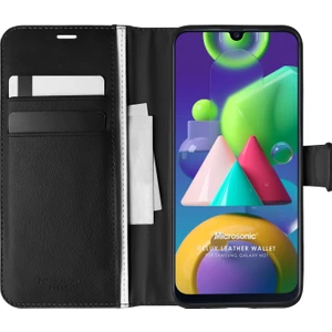 Samsung Galaxy M21 Kılıf Delux Leather Wallet Siyah