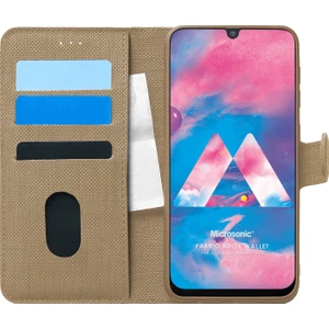 Samsung Galaxy M30 Kılıf Fabric Book Wallet Gold
