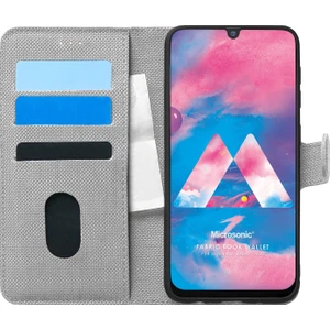 Samsung Galaxy M30 Kılıf Fabric Book Wallet Gri