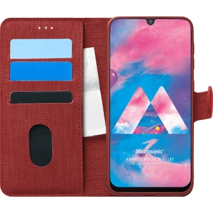 Samsung Galaxy M30 Kılıf Fabric Book Wallet Kırmızı