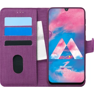 Samsung Galaxy M30 Kılıf Fabric Book Wallet Mor