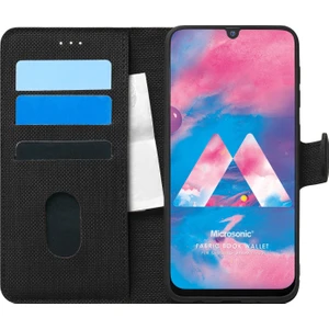 Samsung Galaxy M30 Kılıf Fabric Book Wallet Siyah