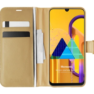 Samsung Galaxy M30s Kılıf Delux Leather Wallet Gold