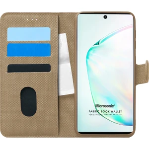 Samsung Galaxy Note 10 Kılıf Fabric Book Wallet Gold