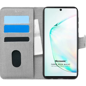 Samsung Galaxy Note 10 Kılıf Fabric Book Wallet Gri