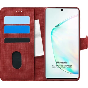 Samsung Galaxy Note 10 Kılıf Fabric Book Wallet Kırmızı