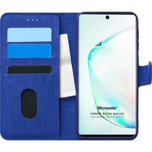 Samsung Galaxy Note 10 Kılıf Fabric Book Wallet Lacivert