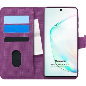 Samsung Galaxy Note 10 Kılıf Fabric Book Wallet Mor