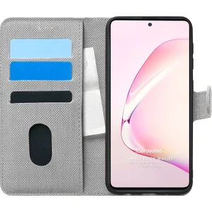 Samsung Galaxy Note 10 Lite Kılıf Fabric Book Wallet Gri
