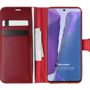 Samsung Galaxy Note 20 Kılıf Delux Leather Wallet Kırmızı