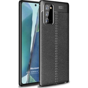 Samsung Galaxy Note 20 Kılıf Deri Dokulu Silikon Siyah