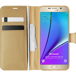 Samsung Galaxy Note 5 Kılıf Delux Leather Wallet Gold