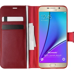 Samsung Galaxy Note 5 Kılıf Delux Leather Wallet Kırmızı