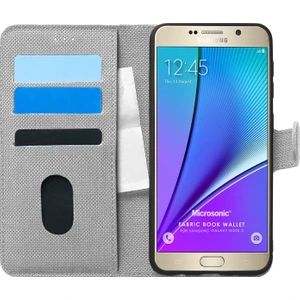 Samsung Galaxy Note 5 Kılıf Fabric Book Wallet Gri