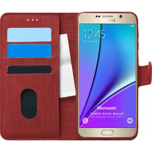 Samsung Galaxy Note 5 Kılıf Fabric Book Wallet Kırmızı