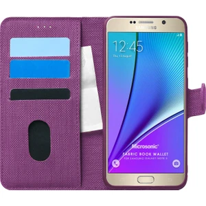 Samsung Galaxy Note 5 Kılıf Fabric Book Wallet Mor
