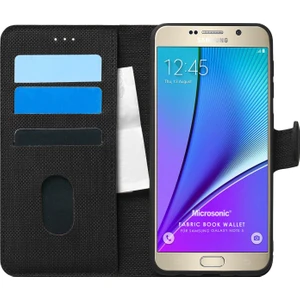 Samsung Galaxy Note 5 Kılıf Fabric Book Wallet Siyah