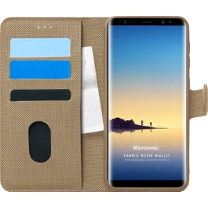 Samsung Galaxy Note 8 Kılıf Fabric Book Wallet Gold