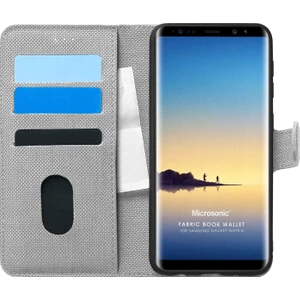 Samsung Galaxy Note 8 Kılıf Fabric Book Wallet Gri
