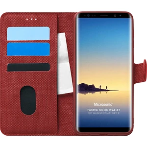Samsung Galaxy Note 8 Kılıf Fabric Book Wallet Kırmızı