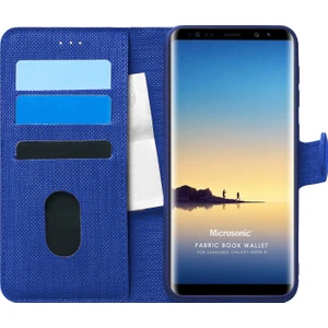 Samsung Galaxy Note 8 Kılıf Fabric Book Wallet Lacivert