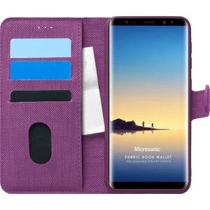 Samsung Galaxy Note 8 Kılıf Fabric Book Wallet Mor