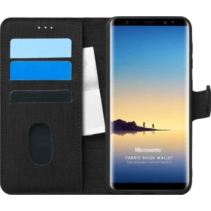 Samsung Galaxy Note 8 Kılıf Fabric Book Wallet Siyah