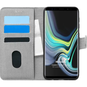 Samsung Galaxy Note 9 Kılıf Fabric Book Wallet Gri