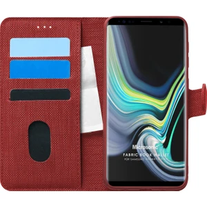 Samsung Galaxy Note 9 Kılıf Fabric Book Wallet Kırmızı
