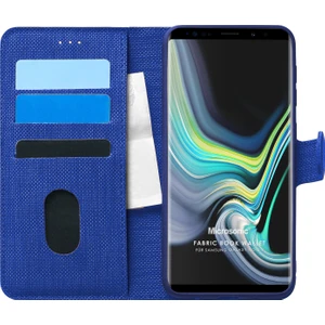 Samsung Galaxy Note 9 Kılıf Fabric Book Wallet Lacivert