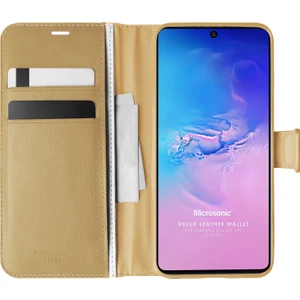 Samsung Galaxy S10 Lite Kılıf Delux Leather Wallet Gold