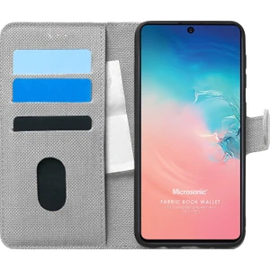 Samsung Galaxy S10 Lite Kılıf Fabric Book Wallet Gri