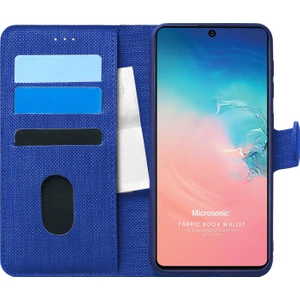 Samsung Galaxy S10 Lite Kılıf Fabric Book Wallet Lacivert