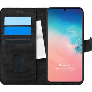 Samsung Galaxy S10 Lite Kılıf Fabric Book Wallet Siyah