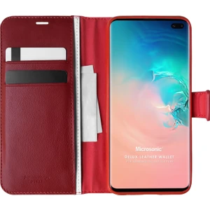 Samsung Galaxy S10 Plus Kılıf Delux Leather Wallet Kırmızı