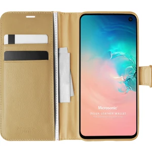 Samsung Galaxy S10e Kılıf Delux Leather Wallet Gold