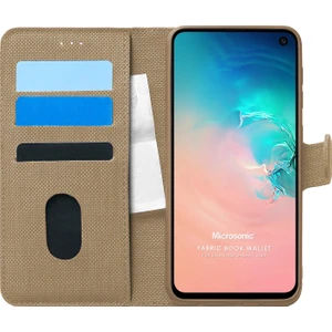 Samsung Galaxy S10E Kılıf Fabric Book Wallet Gold