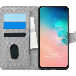 Samsung Galaxy S10E Kılıf Fabric Book Wallet Gri