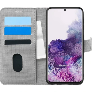 Samsung Galaxy S20 Kılıf Fabric Book Wallet Gri
